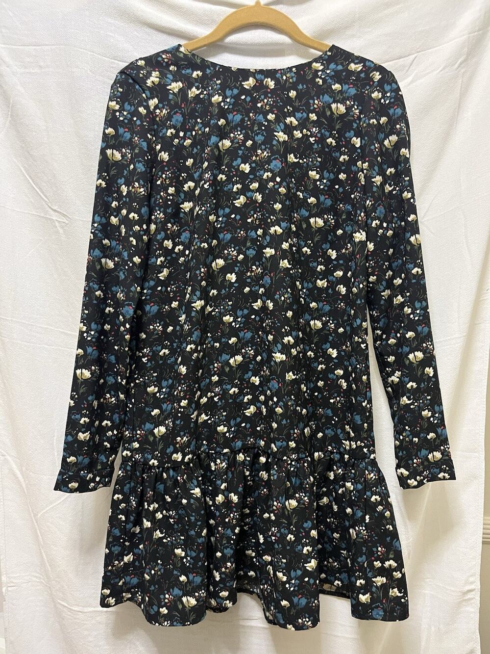 Philosophy Floral Long Sleeve Drop Waist Dress Ruffle Hem XS Dark Feminine